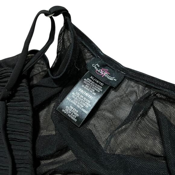 Secret Treasures Black & Ivory Floral Embroidered Beaded Milkmaid Chemise Dress - Picture 6 of 6